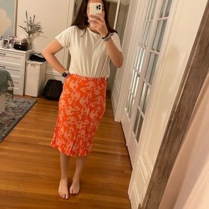 Orange / salmon midi skirt